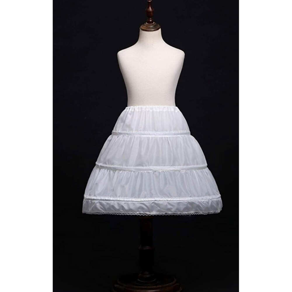 Crinolin Girls 3 Hoops Full Slip Flower Petticoat white Skirt size 6-7
